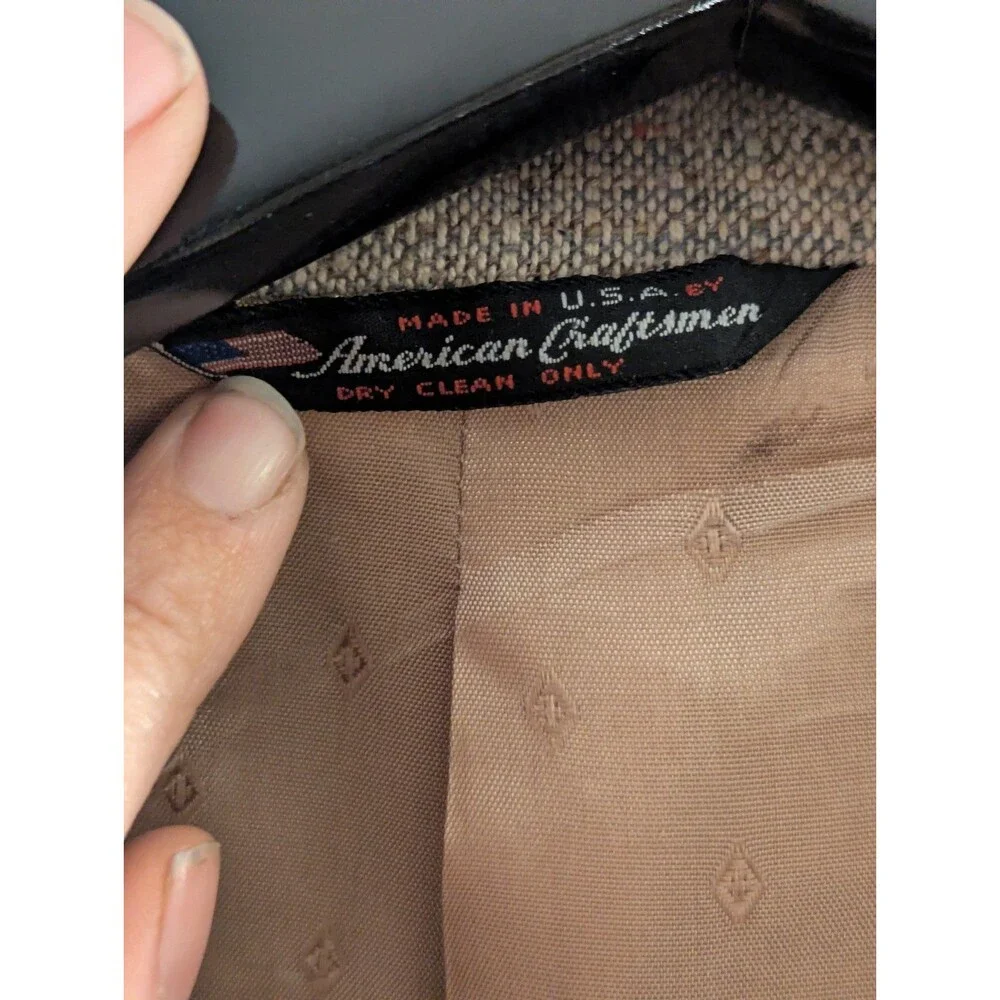 Vintage Trego's Westwear Western Donegal Tweed Sport Coat Blazer Jacket Tan 42R